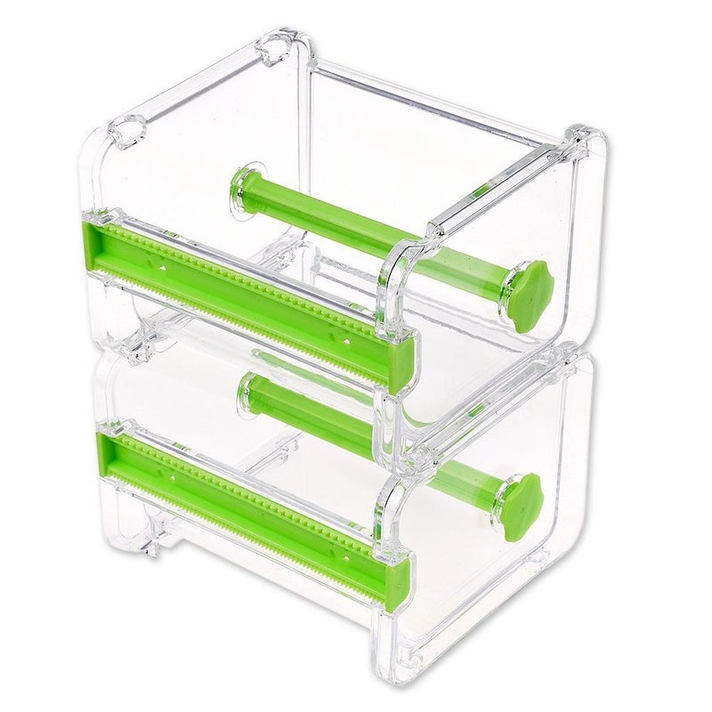 HomDSim 2pcs HomDSim Washi Tape Dispenser Cutter, Roll Holder Organizer, Masking Desktop DIY Sticker Cutter Holder Storage Box - Green - Image 1